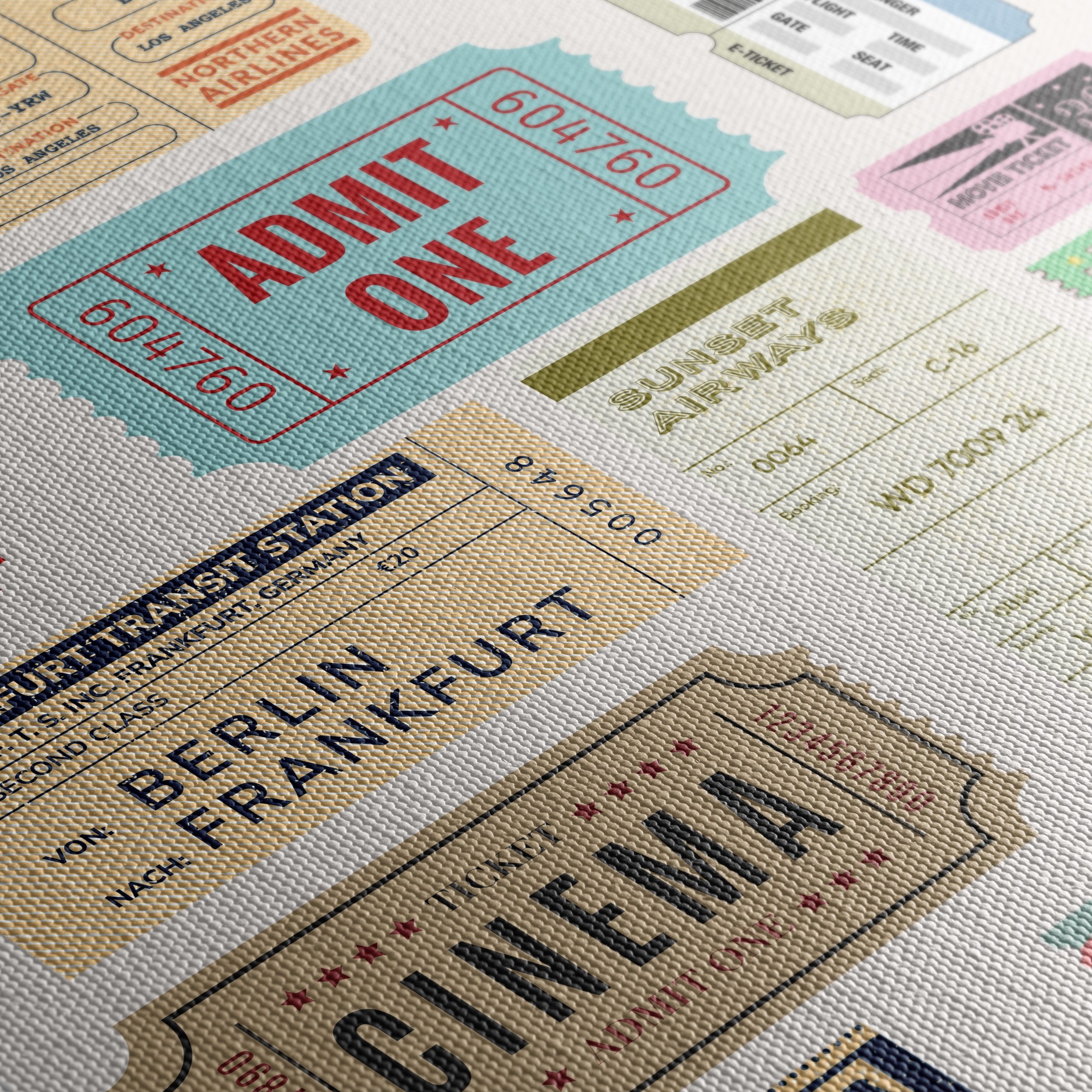 Vintage Ticket Art Collage Of Travel And Cinema - Image 5