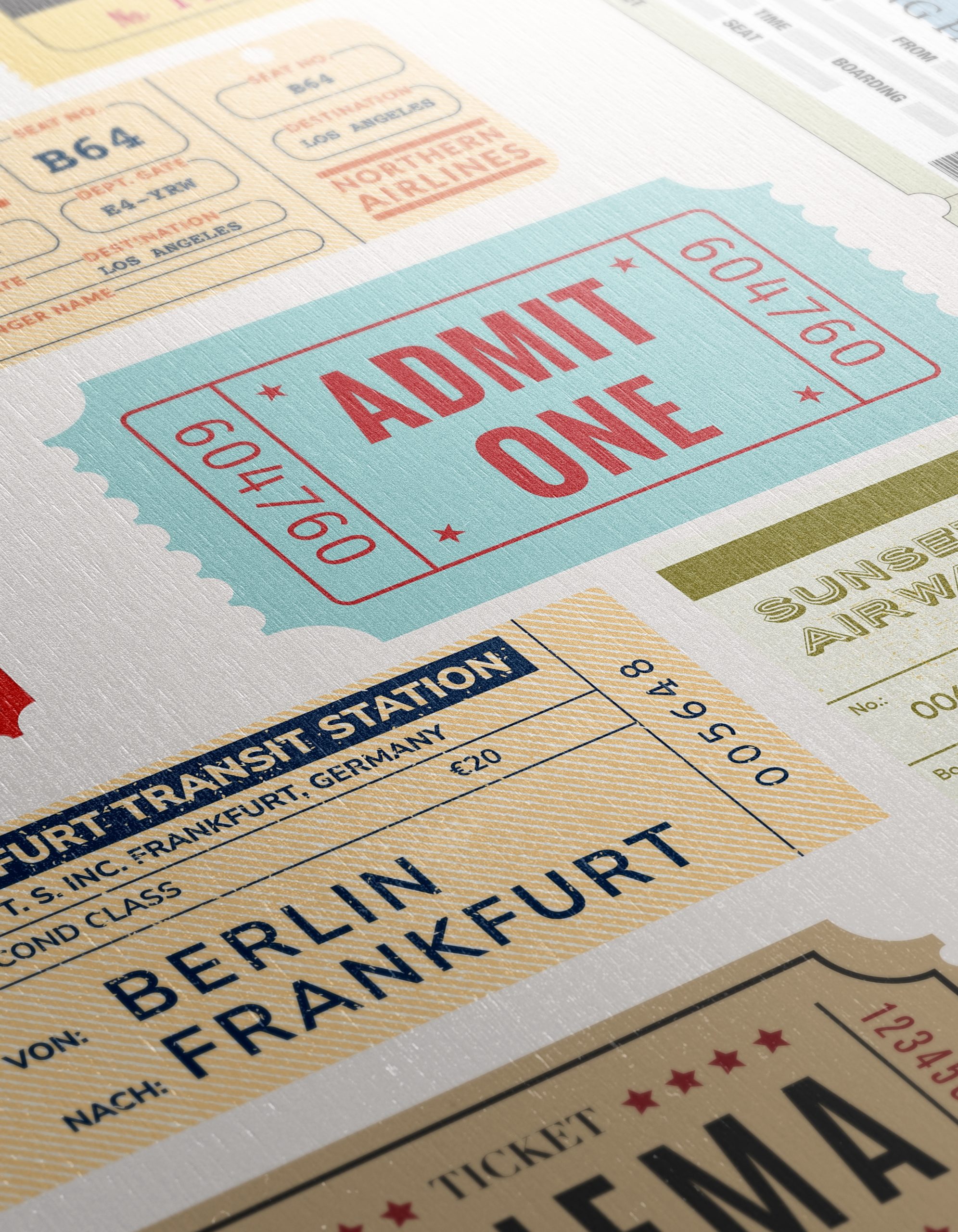 Vintage Ticket Art Collage Of Travel And Cinema - Image 12