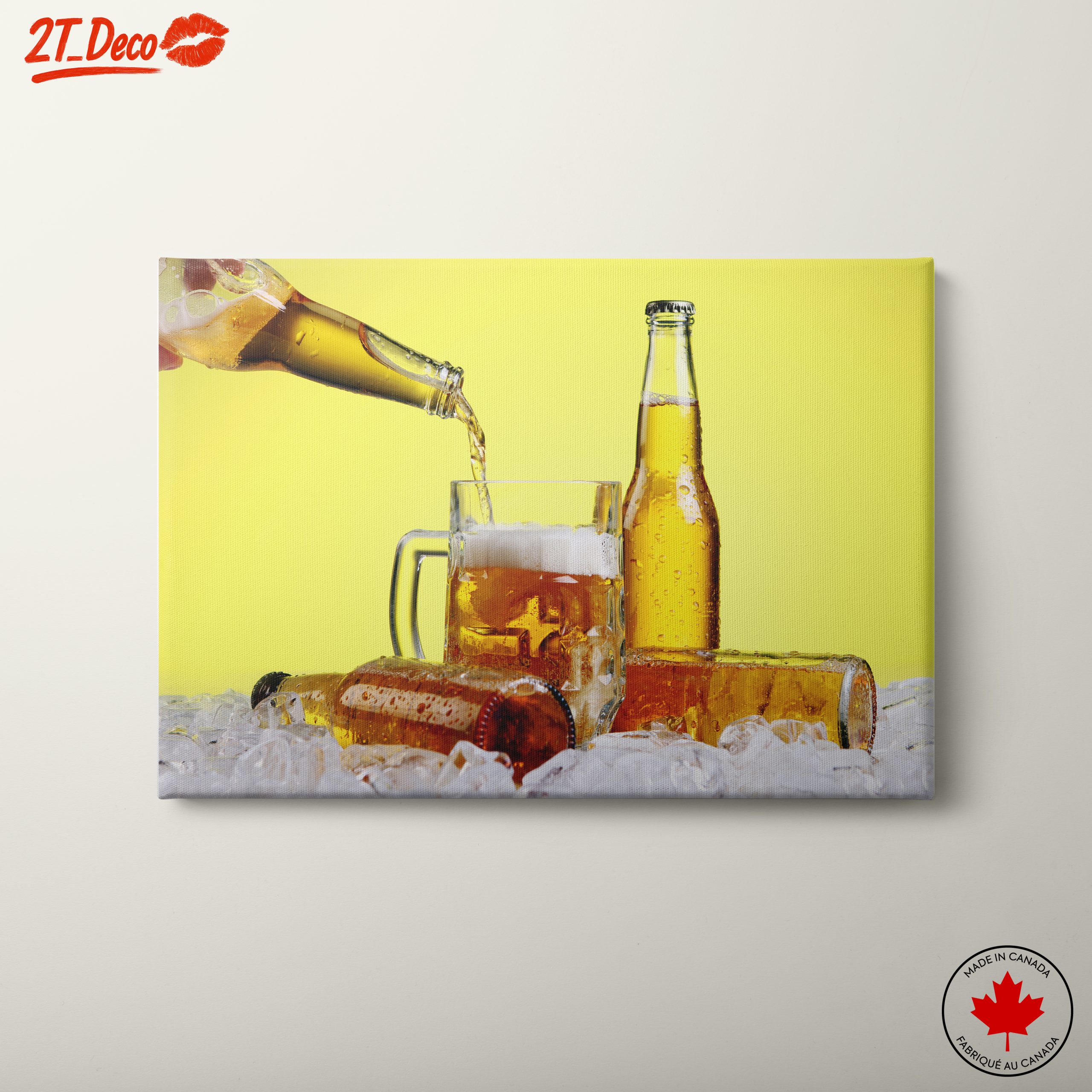 Refreshing Beer with Ice and Bottles