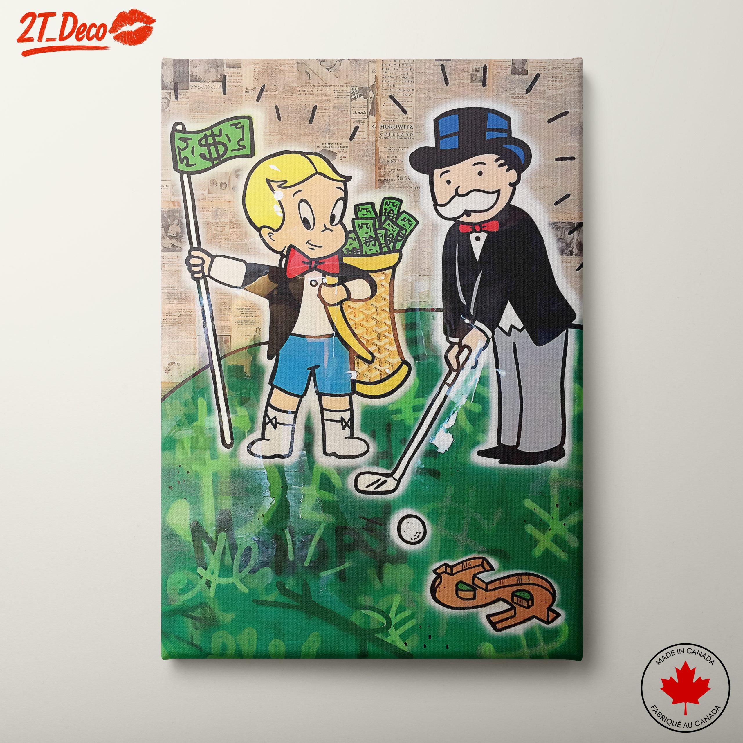 Playful Millionaire Art Featuring Iconic Characters