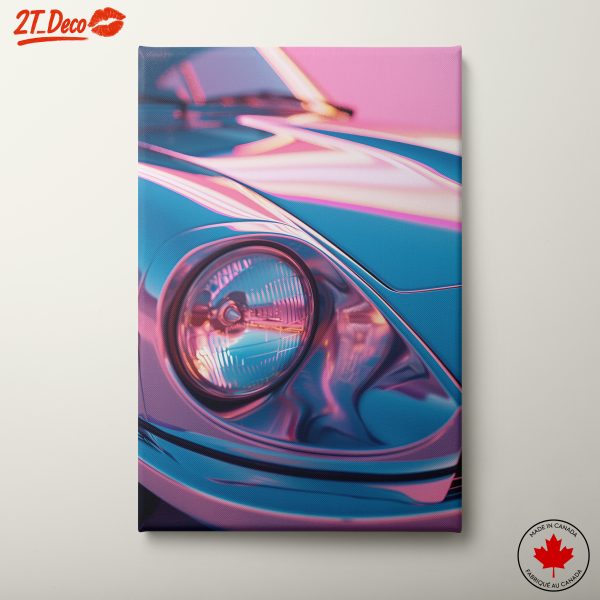Retro Car Close-Up with Neon Glow
