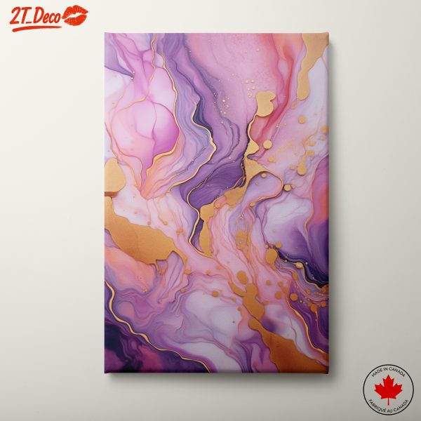 Fluid Abstract Art in Purple and Gold