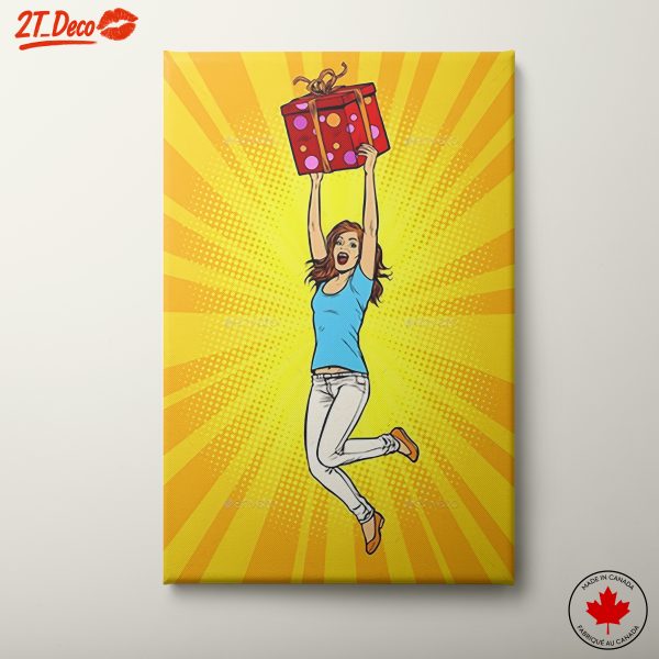Excited Woman Celebrating with Gift