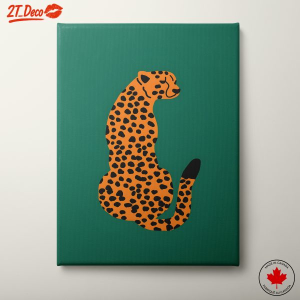 Stylized Leopard Illustration on Green Background