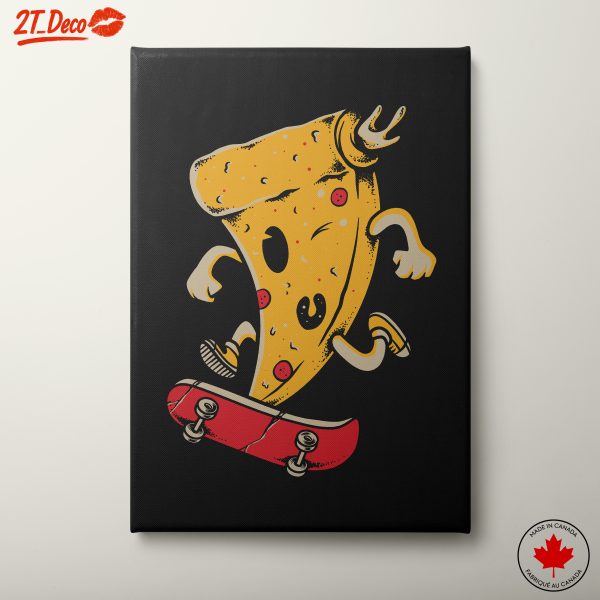 Playful Skateboarding Pizza Character Art
