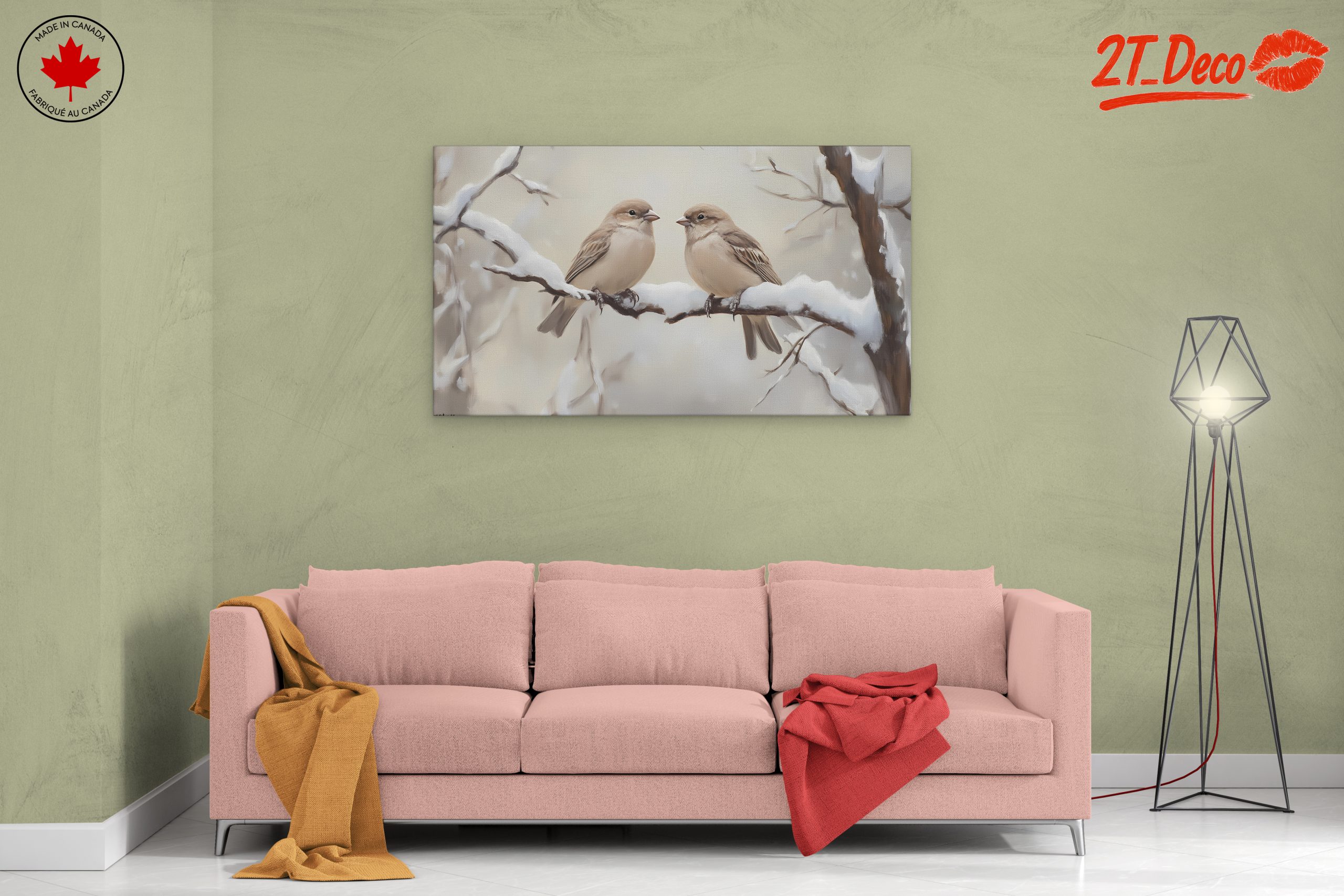 Two Birds Perched on Snowy Branch - Image 2