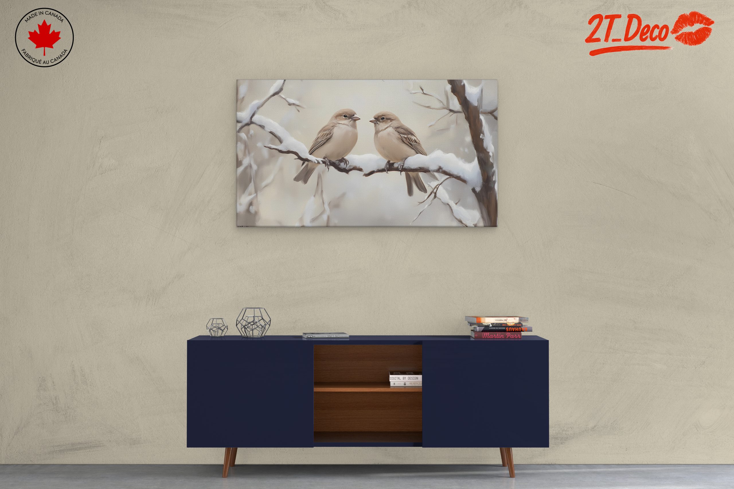 Two Birds Perched on Snowy Branch - Image 3