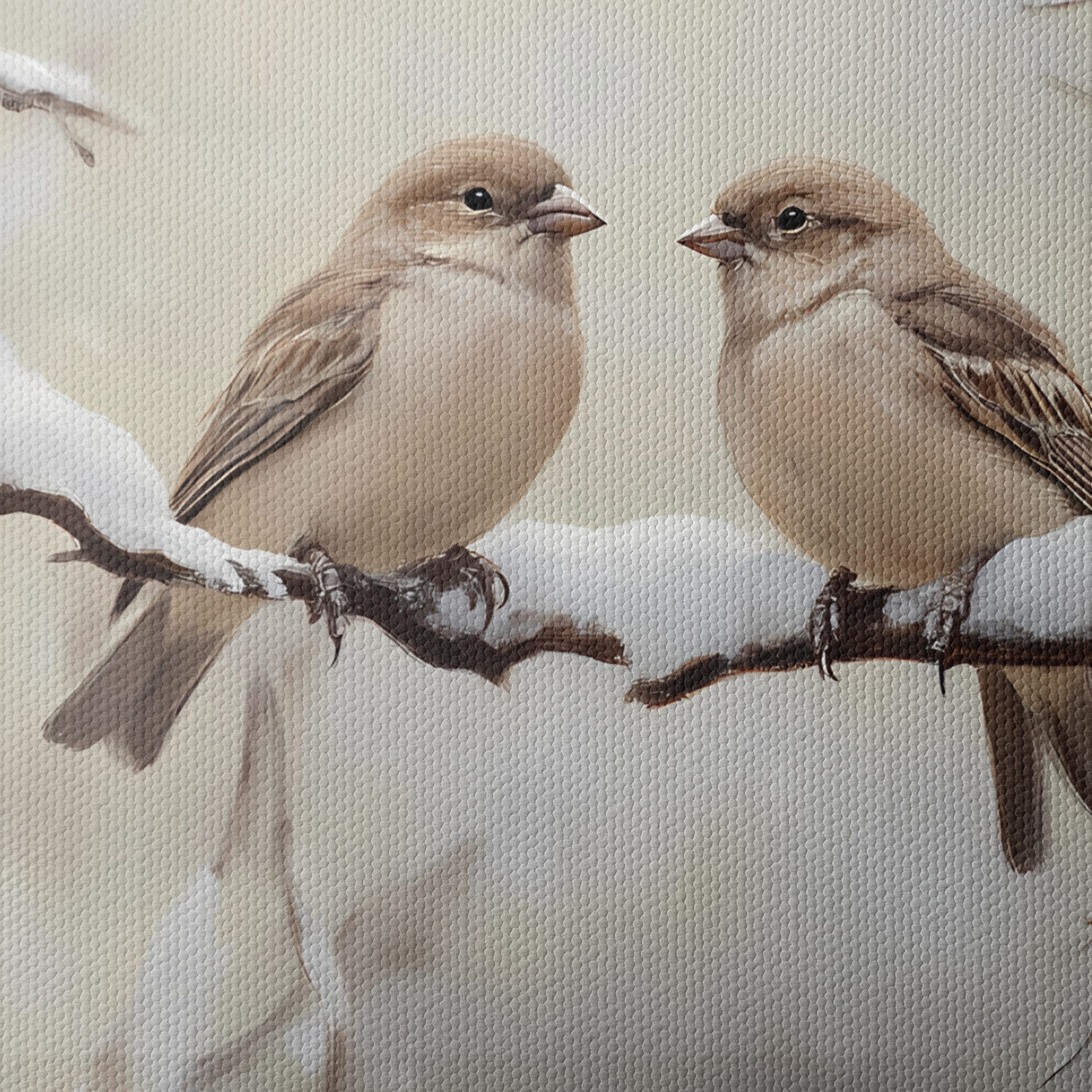 Two Birds Perched on Snowy Branch - Image 4