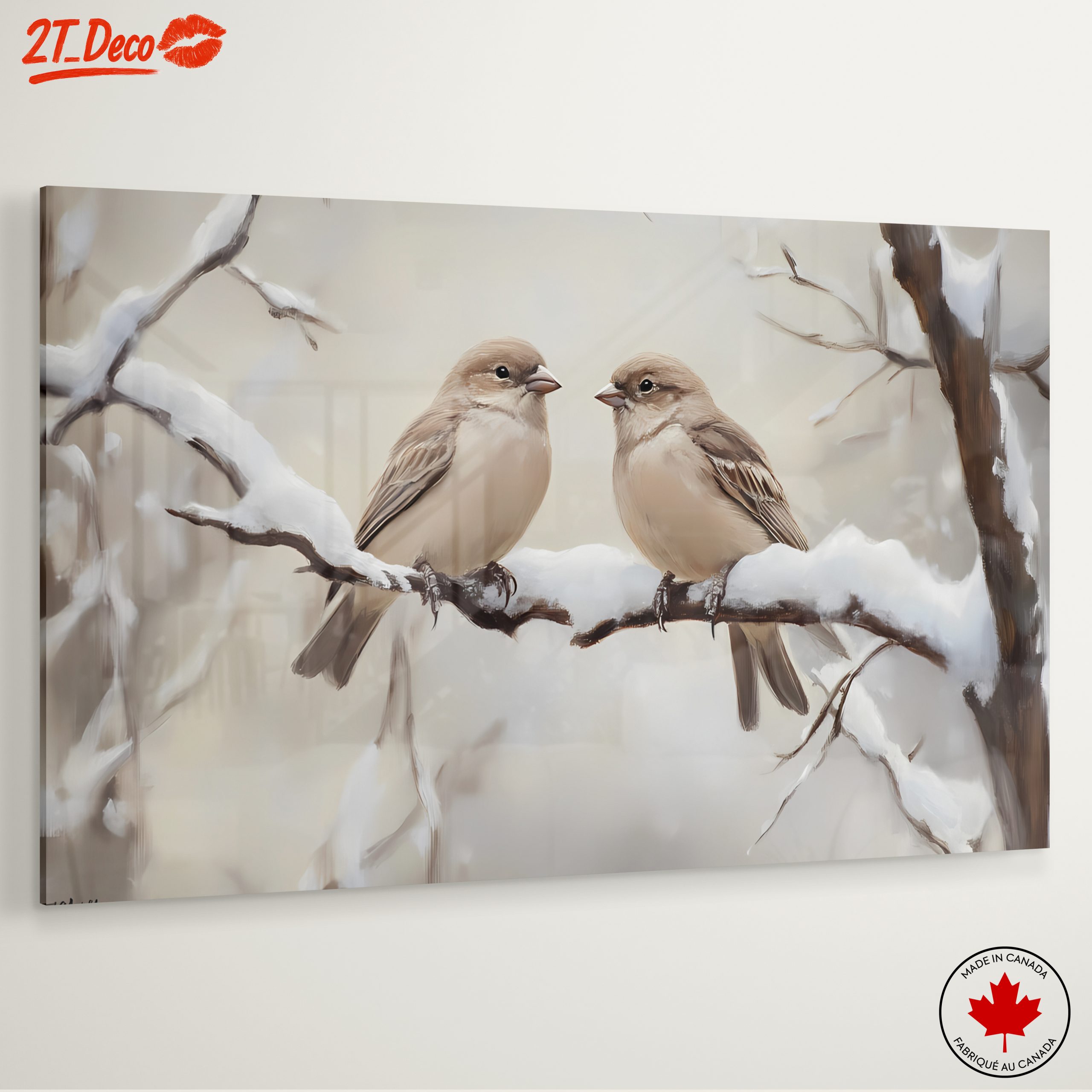 Two Birds Perched on Snowy Branch - Image 6