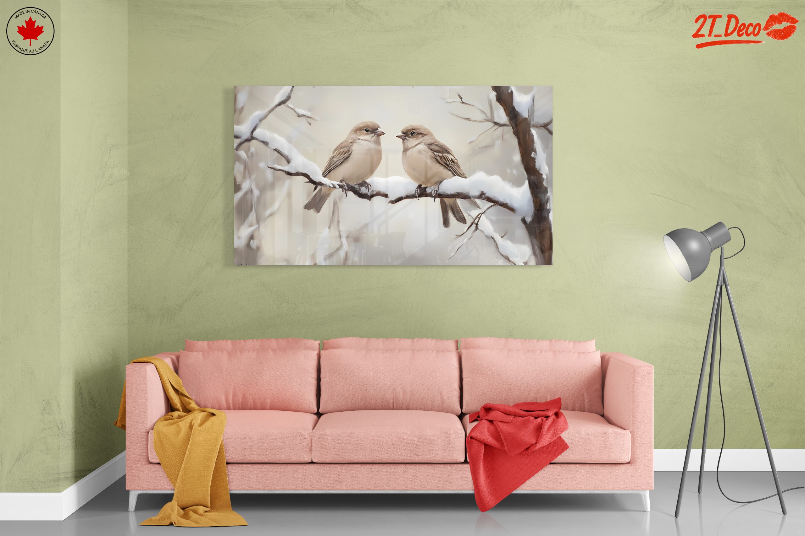 Two Birds Perched on Snowy Branch - Image 7