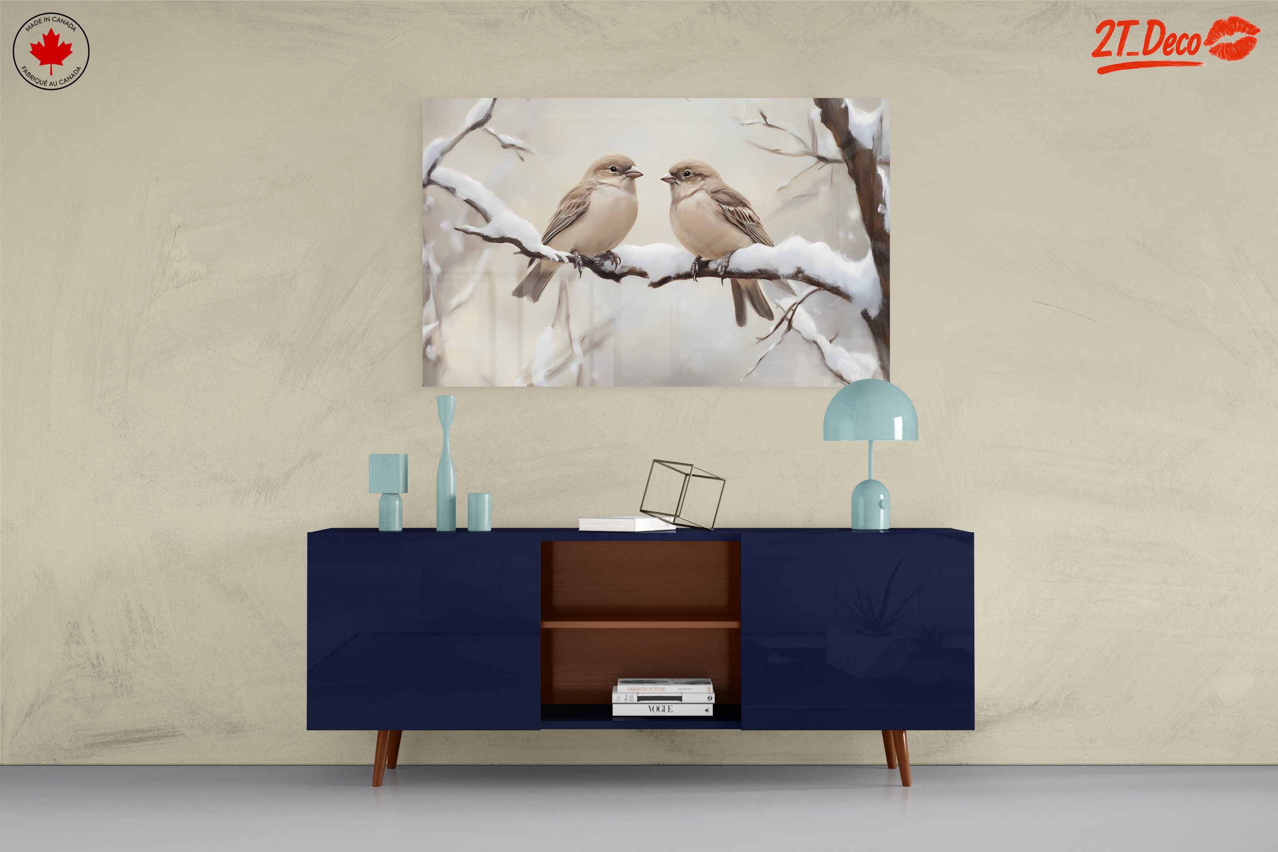 Two Birds Perched on Snowy Branch - Image 8
