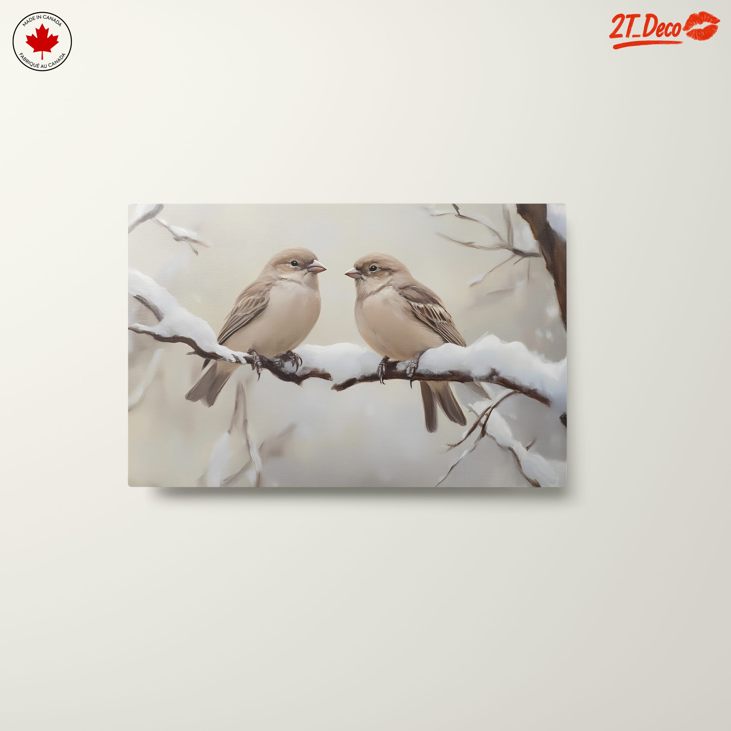 Two Birds Perched on Snowy Branch - Image 10