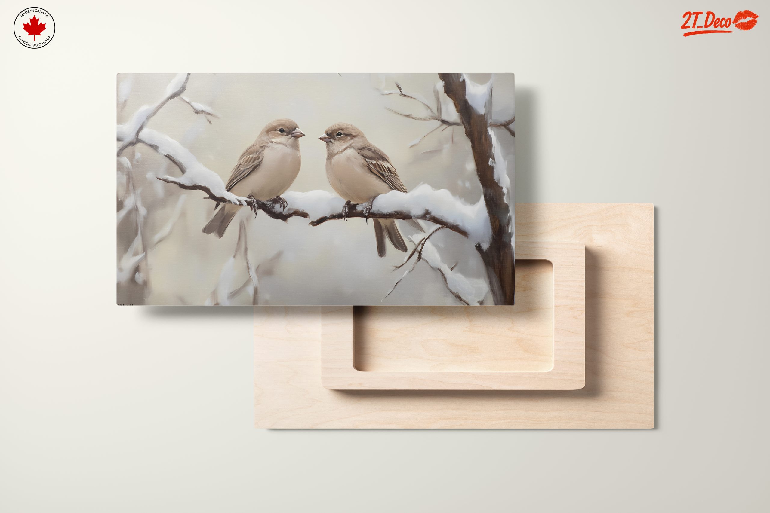 Two Birds Perched on Snowy Branch - Image 11