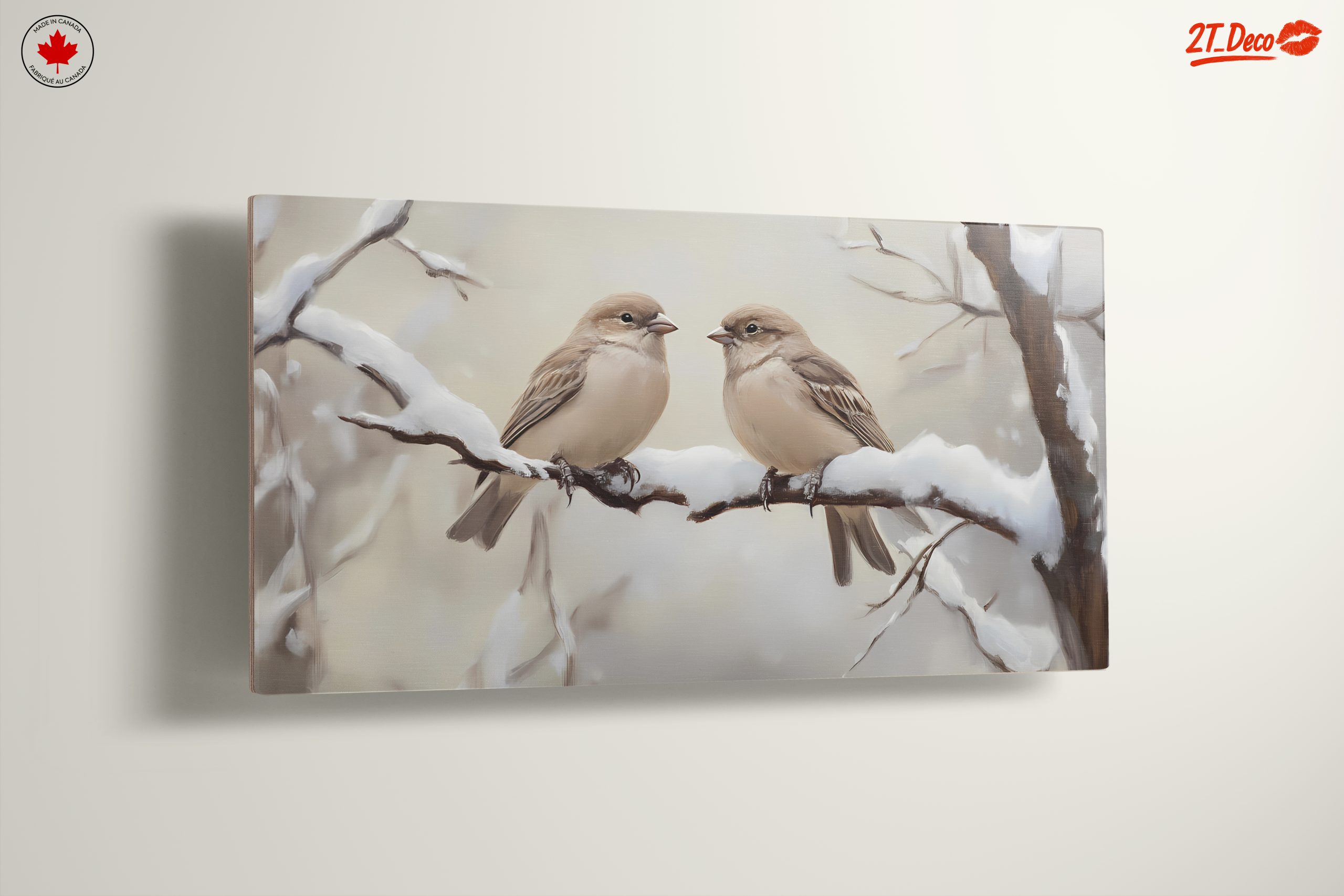 Two Birds Perched on Snowy Branch - Image 13