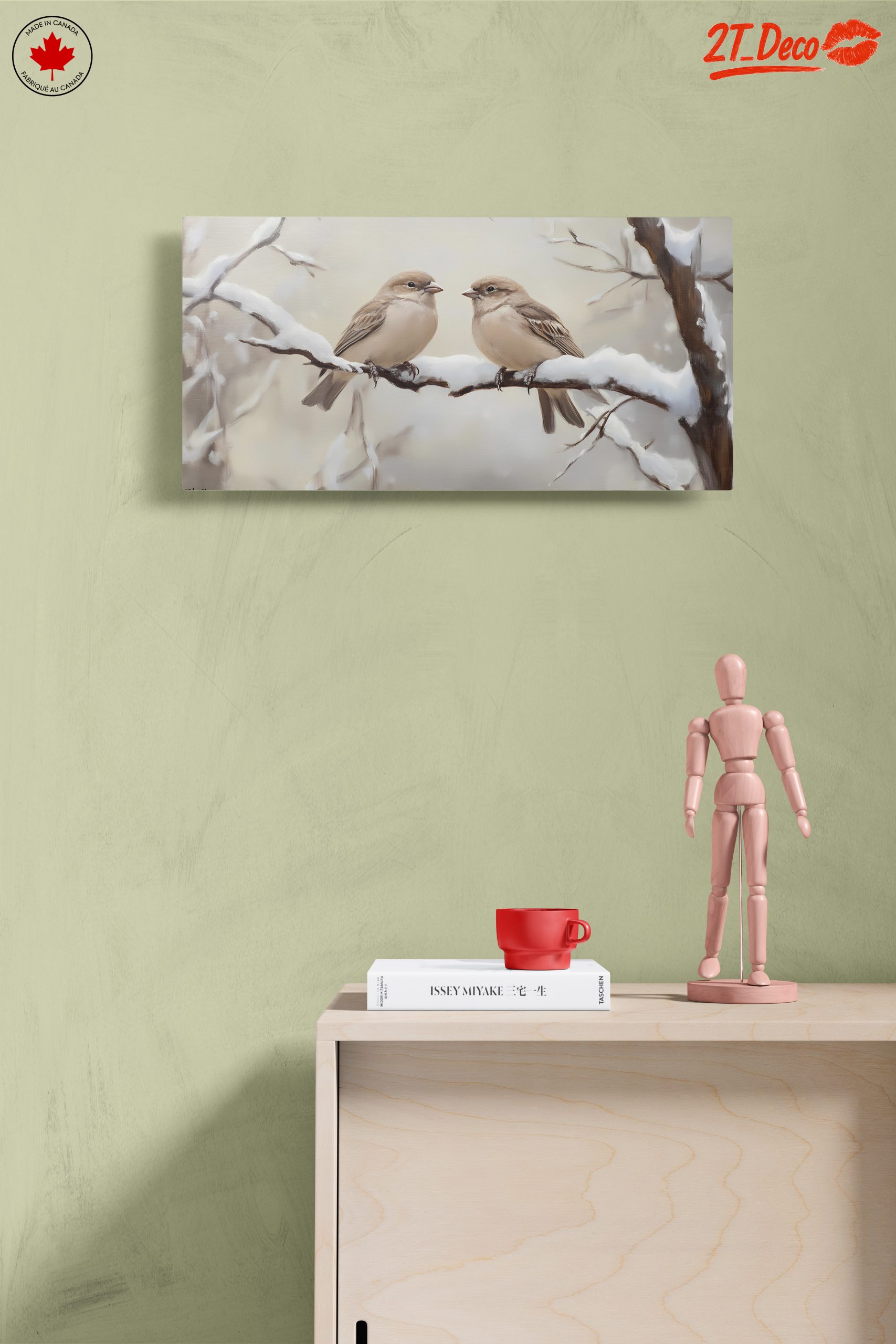 Two Birds Perched on Snowy Branch - Image 14