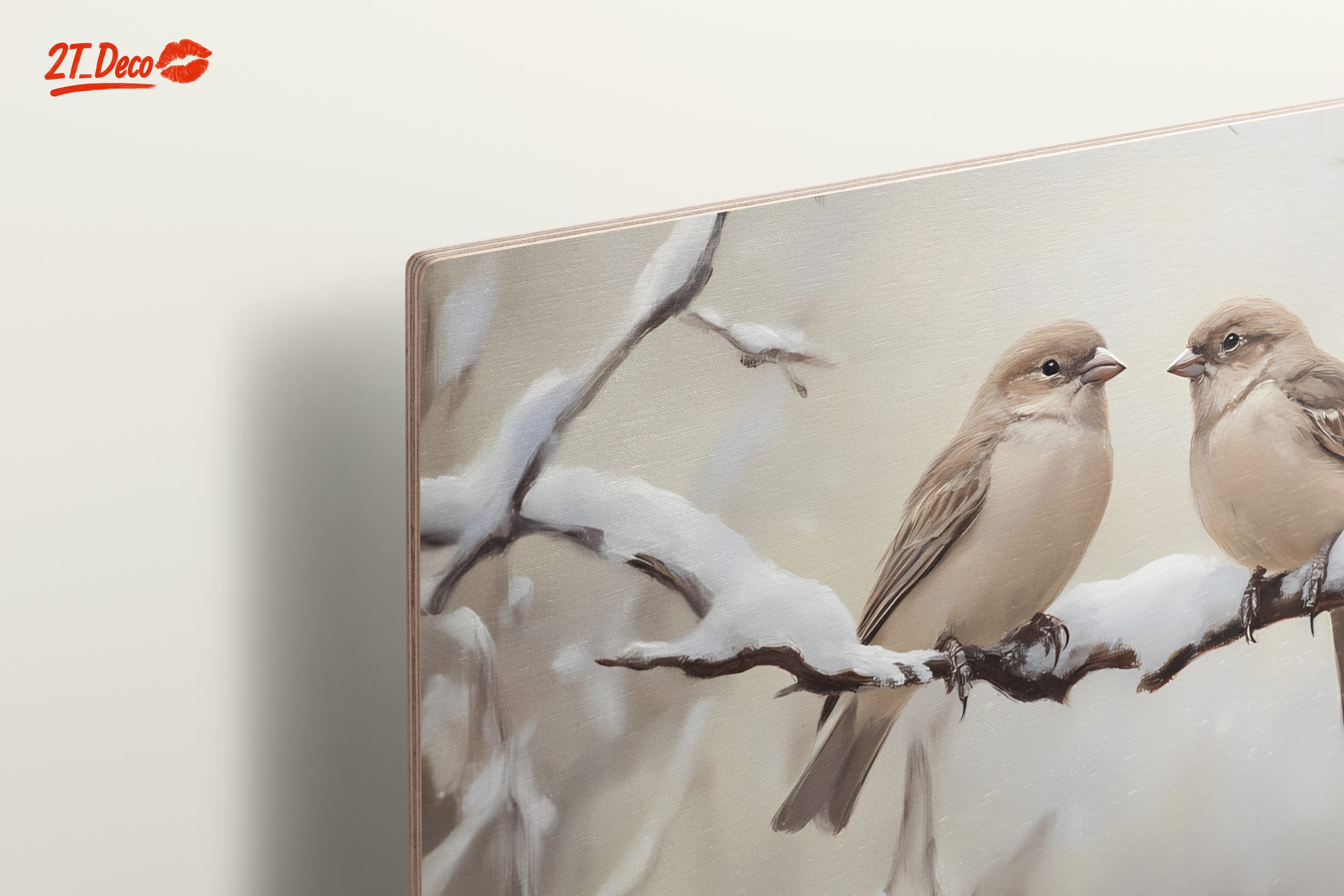 Two Birds Perched on Snowy Branch - Image 15
