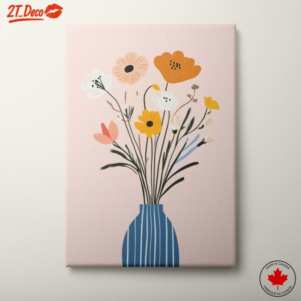 Stylized Floral Arrangement in Blue Vase