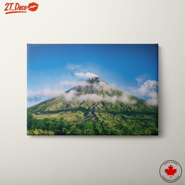 Majestic Volcano Under Cloudy Sky