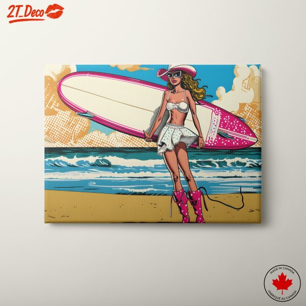 Vibrant Surfer Girl Beach Art