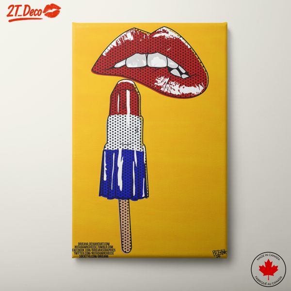 Bold Pop Culture Art with Lips and Ice Pop