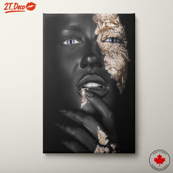 Striking Afro Art with Gold Accents