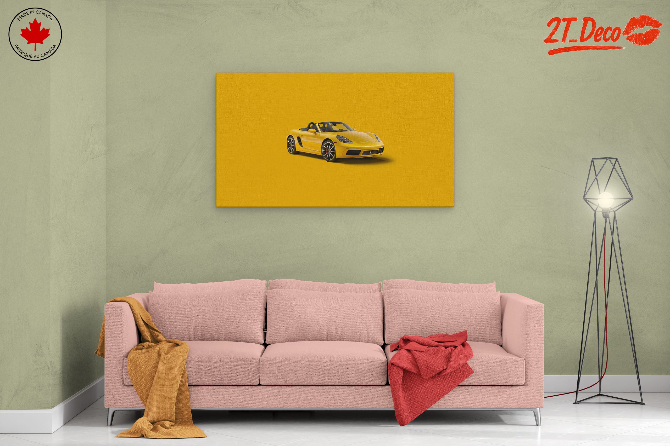 Stylish Yellow Sports Car Art - Image 2