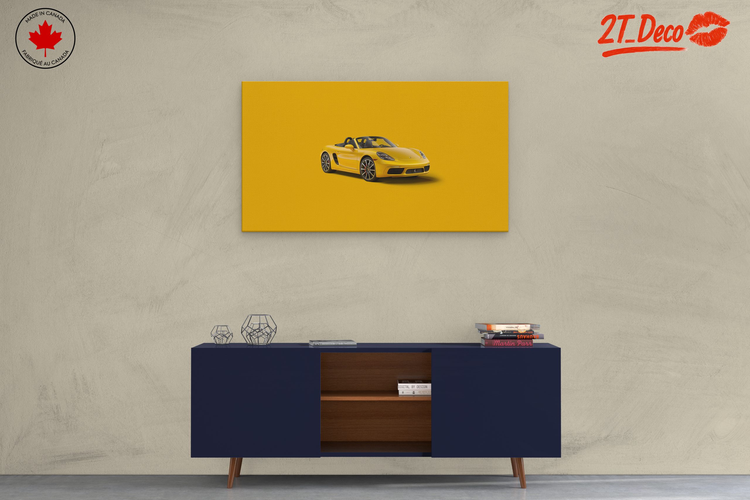 Stylish Yellow Sports Car Art - Image 3