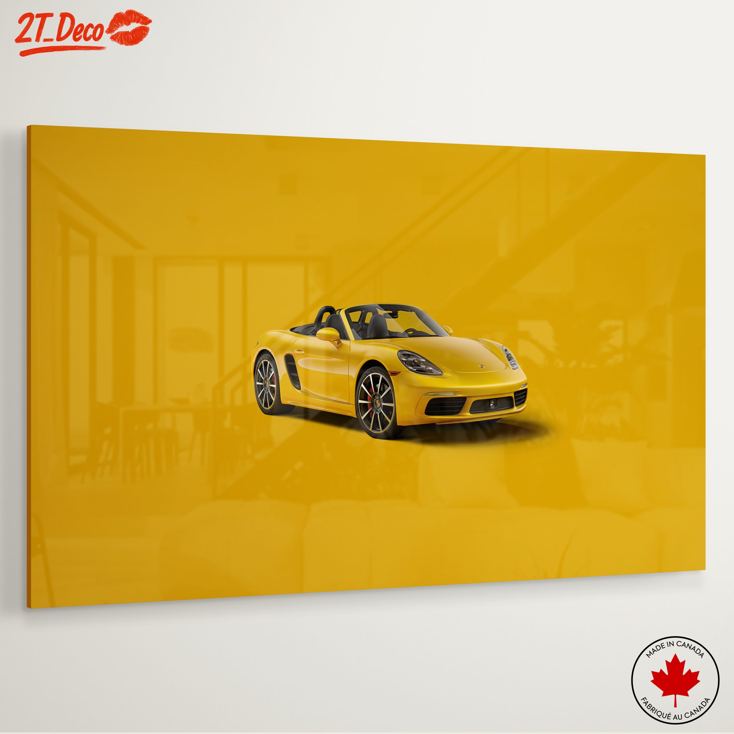 Stylish Yellow Sports Car Art - Image 6