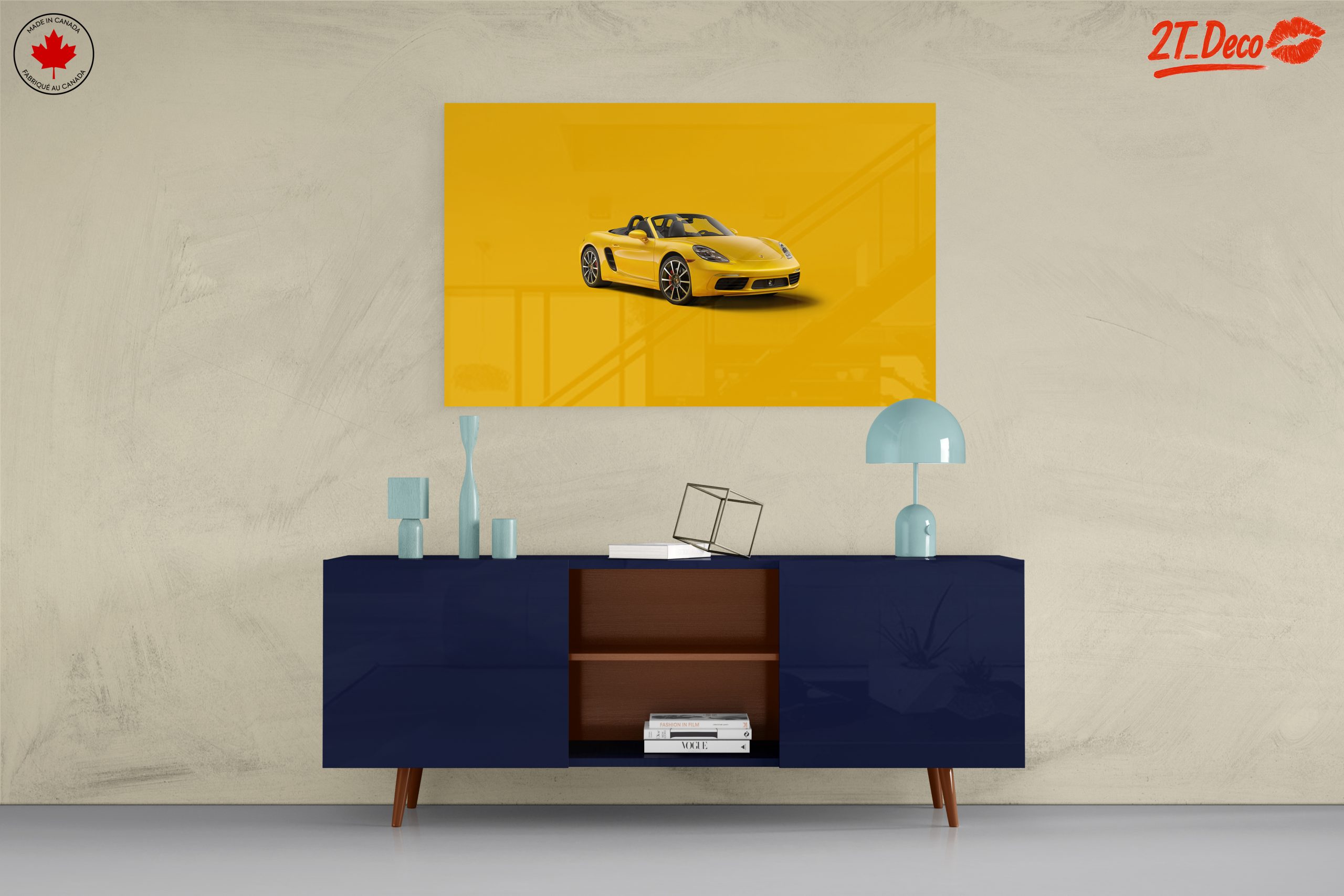 Stylish Yellow Sports Car Art - Image 8
