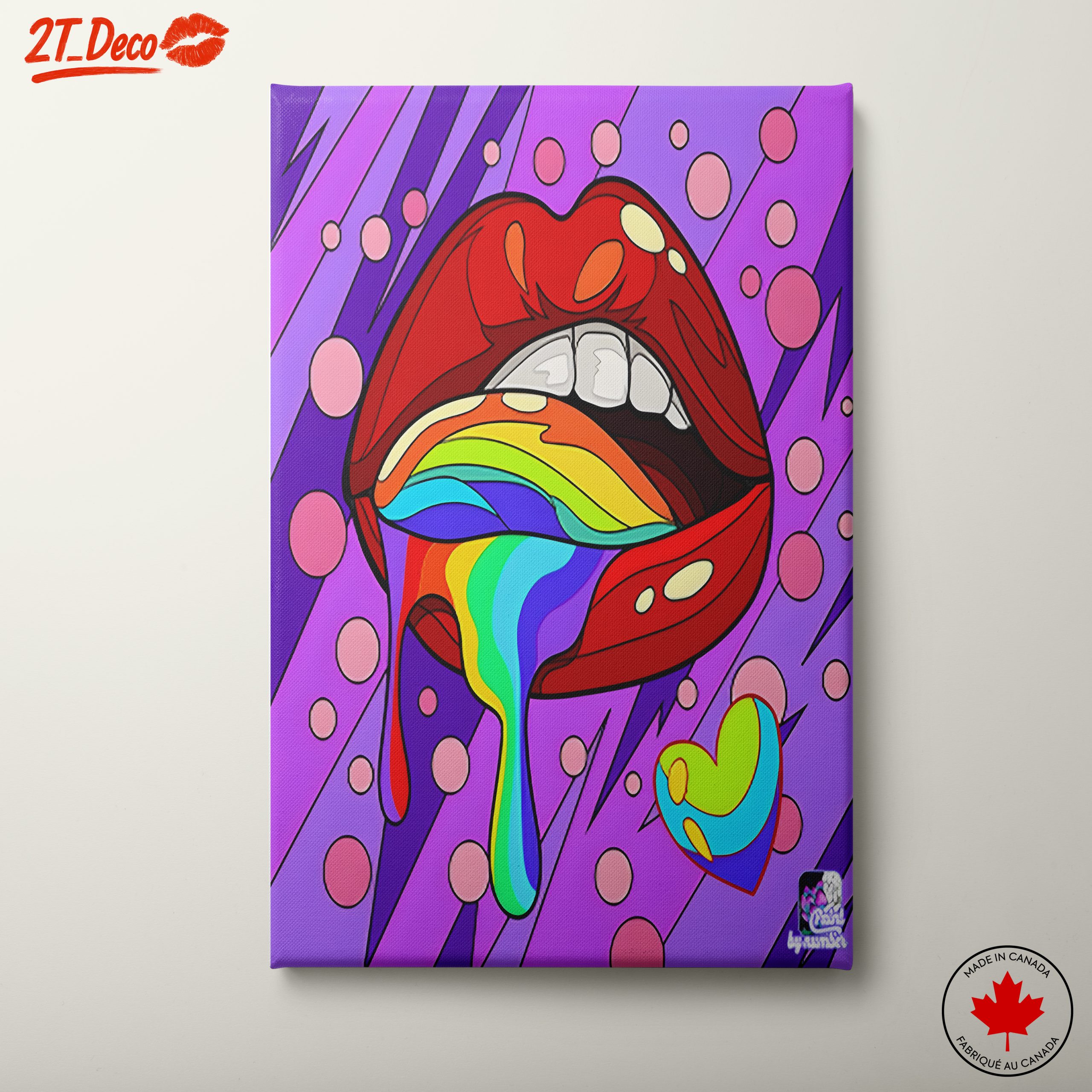 Colorful Lips and Rainbow Drip Art