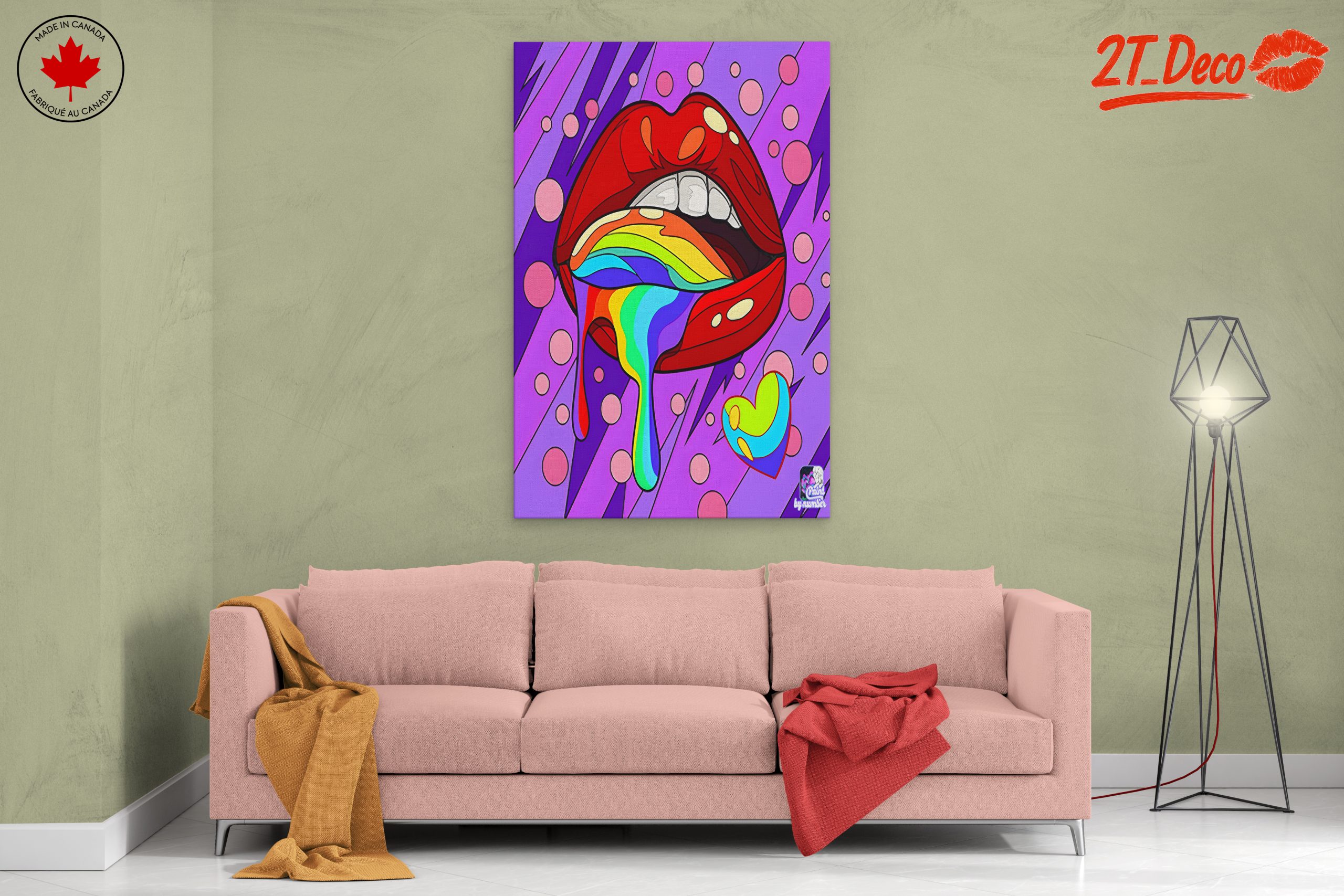 Colorful Lips and Rainbow Drip Art - Image 2