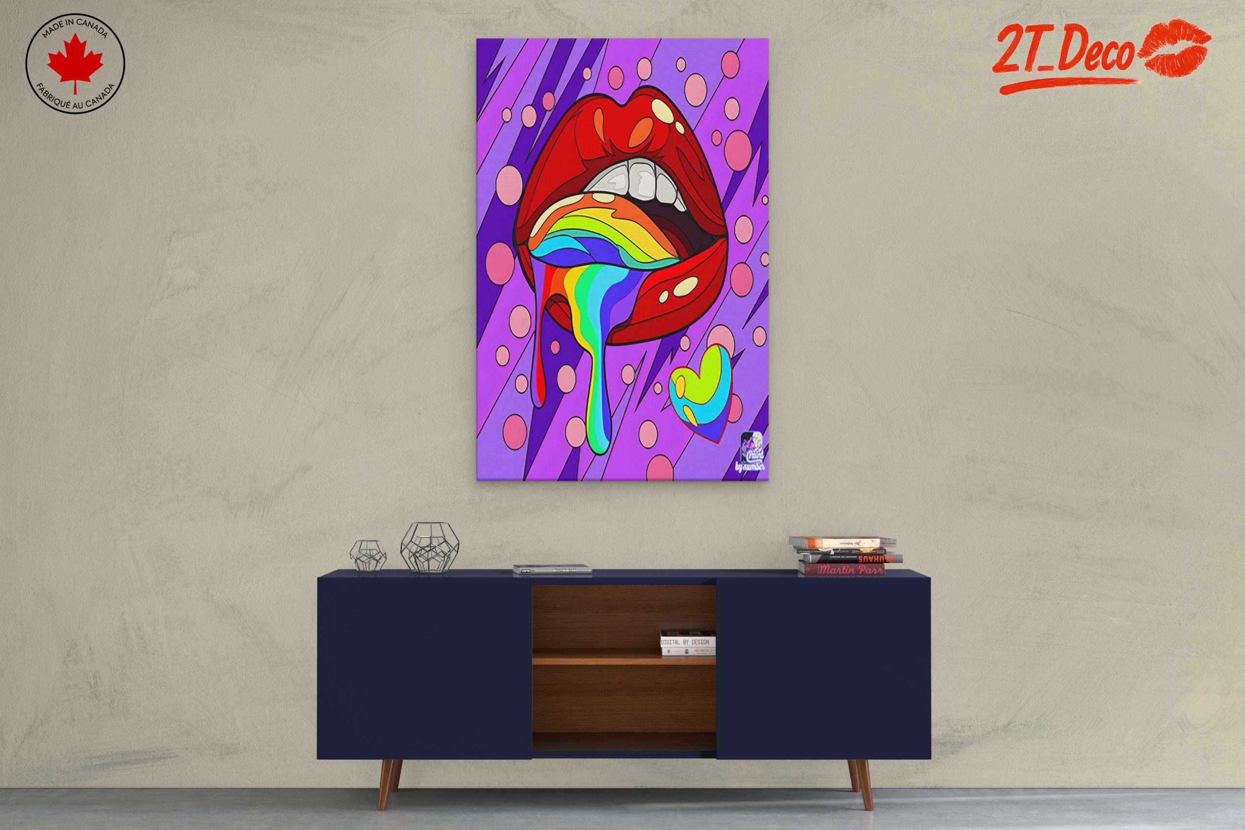 Colorful Lips and Rainbow Drip Art - Image 3