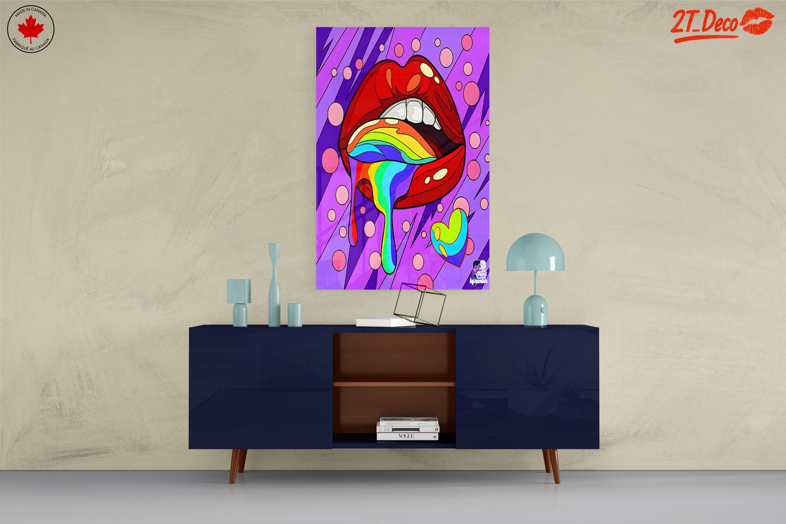 Colorful Lips and Rainbow Drip Art - Image 8
