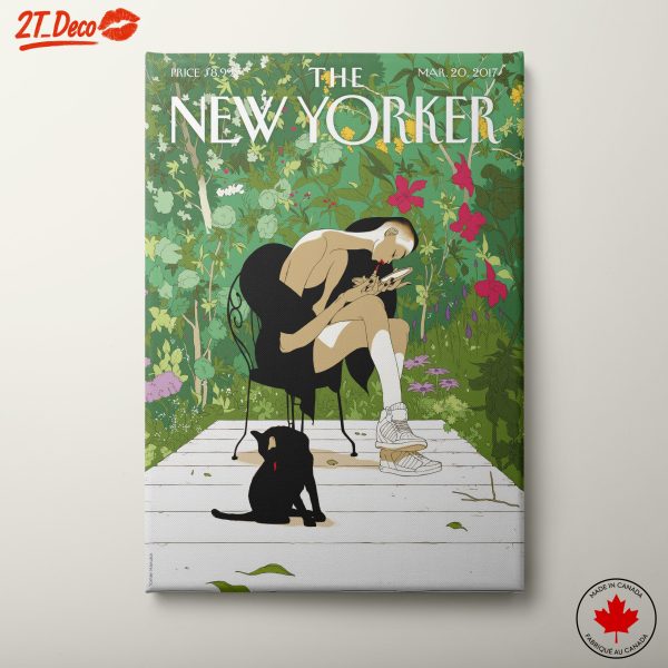 The New Yorker Magazine Cover Art Featuring a Woman and Cat