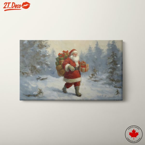 Jolly Santa Claus Carrying Gifts in Winter