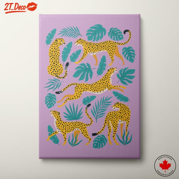 Colorful Leopard Art with Tropical Leaves