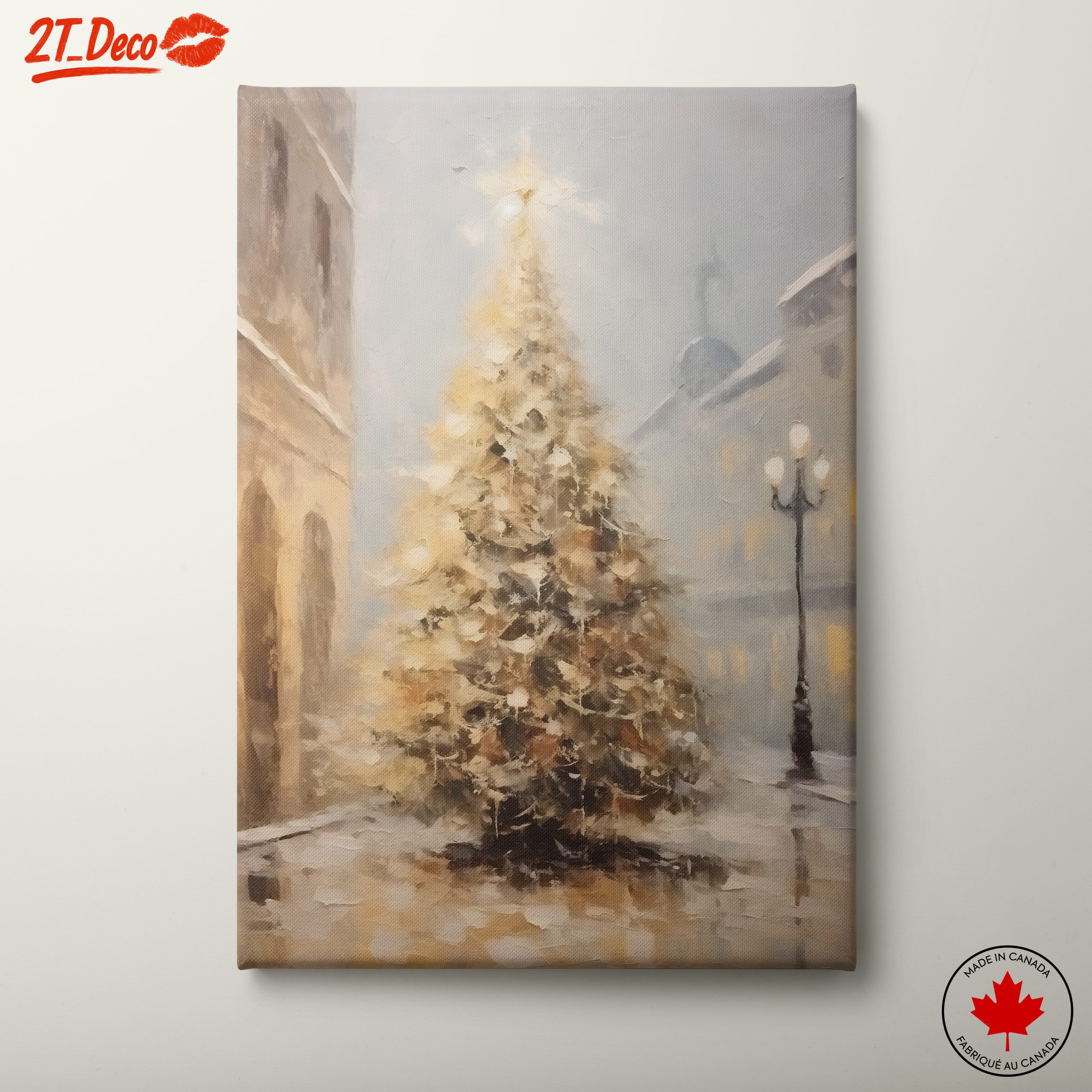 Illuminated Christmas Tree in Snowy Scene