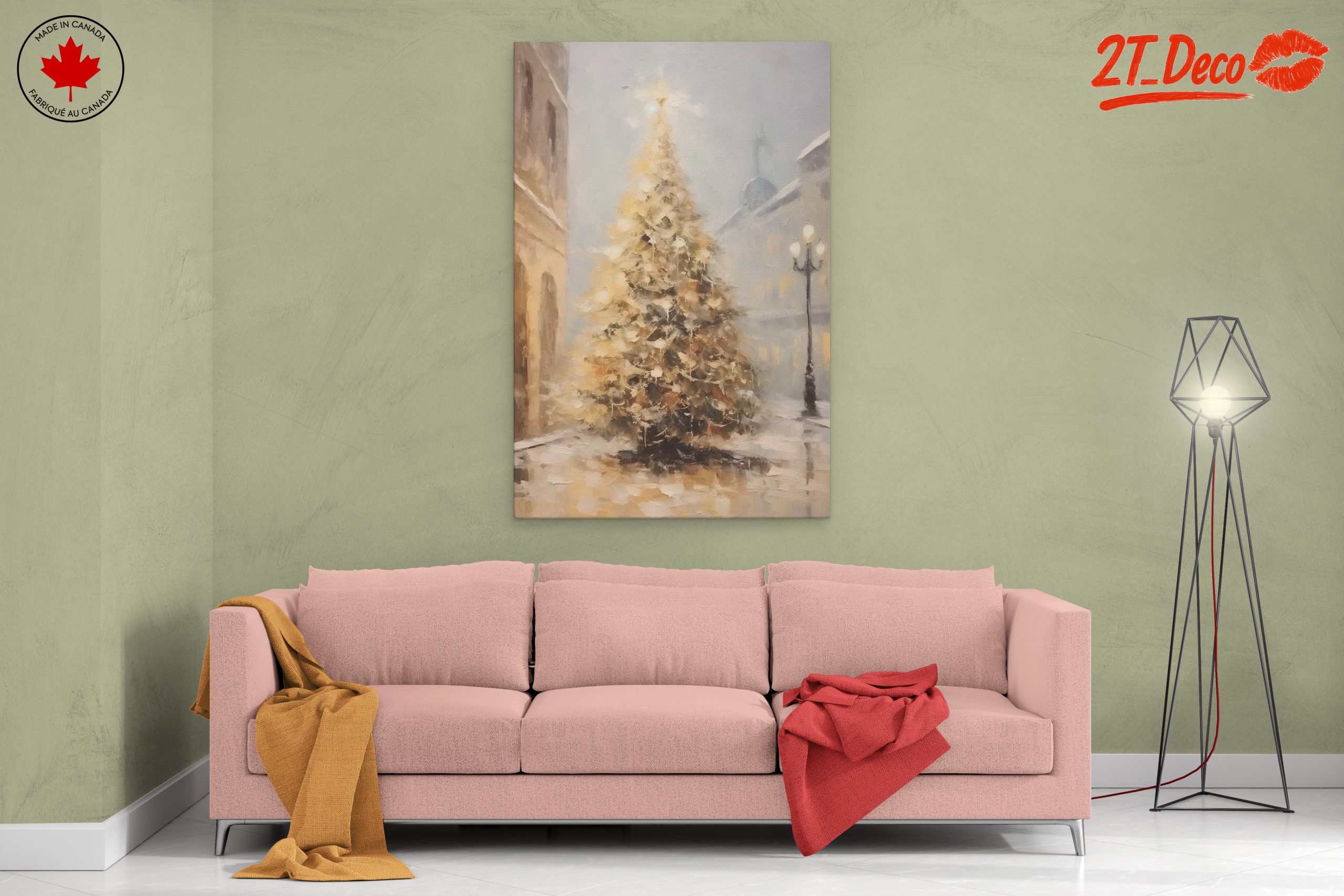 Illuminated Christmas Tree in Snowy Scene - Image 2