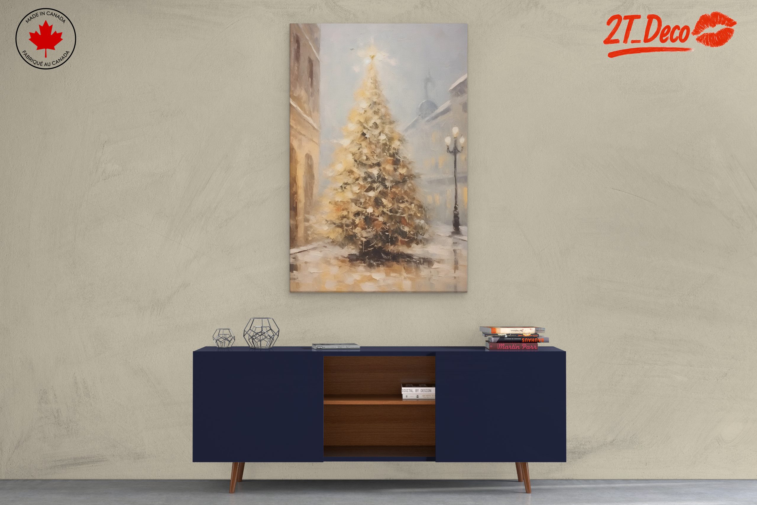 Illuminated Christmas Tree in Snowy Scene - Image 3