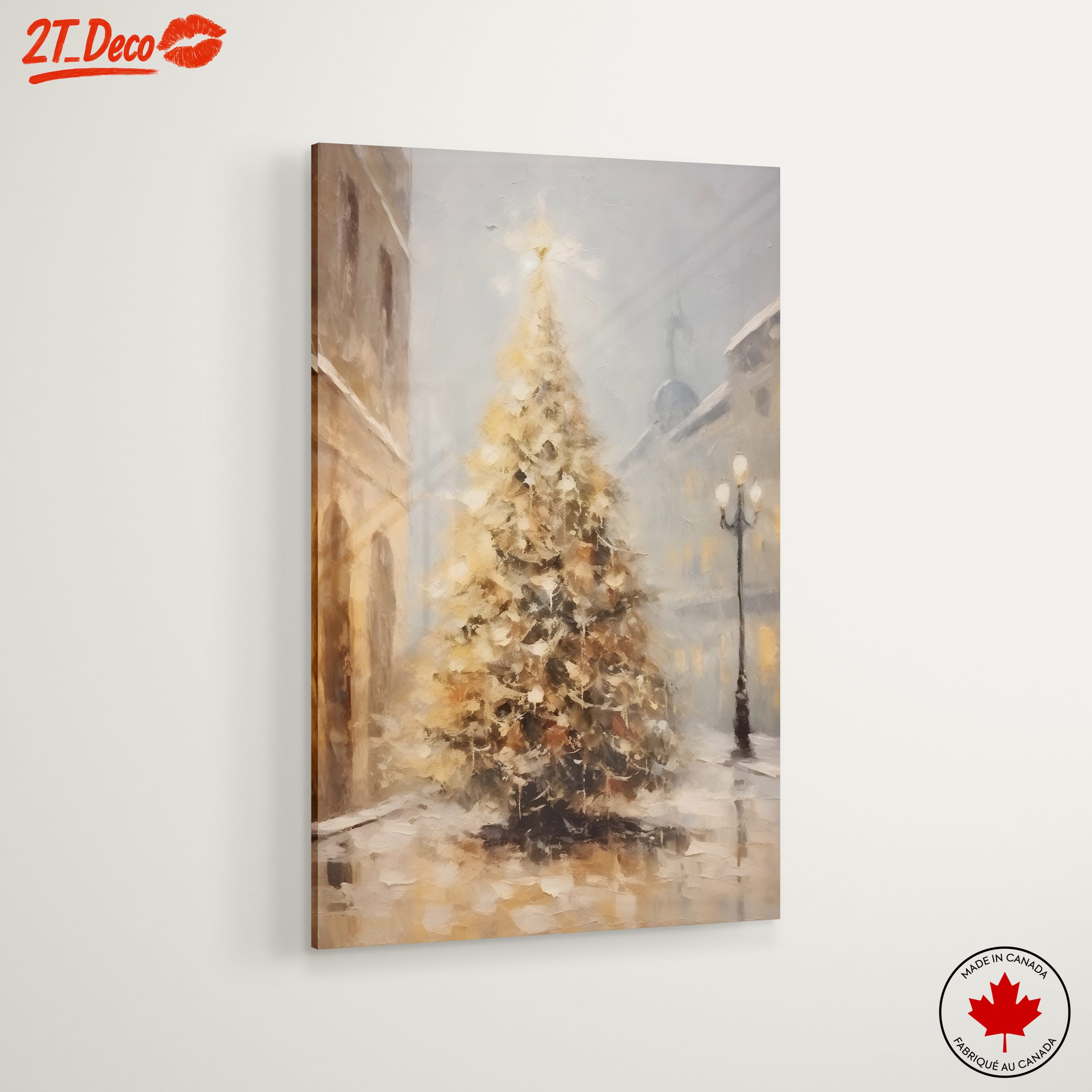 Illuminated Christmas Tree in Snowy Scene - Image 6