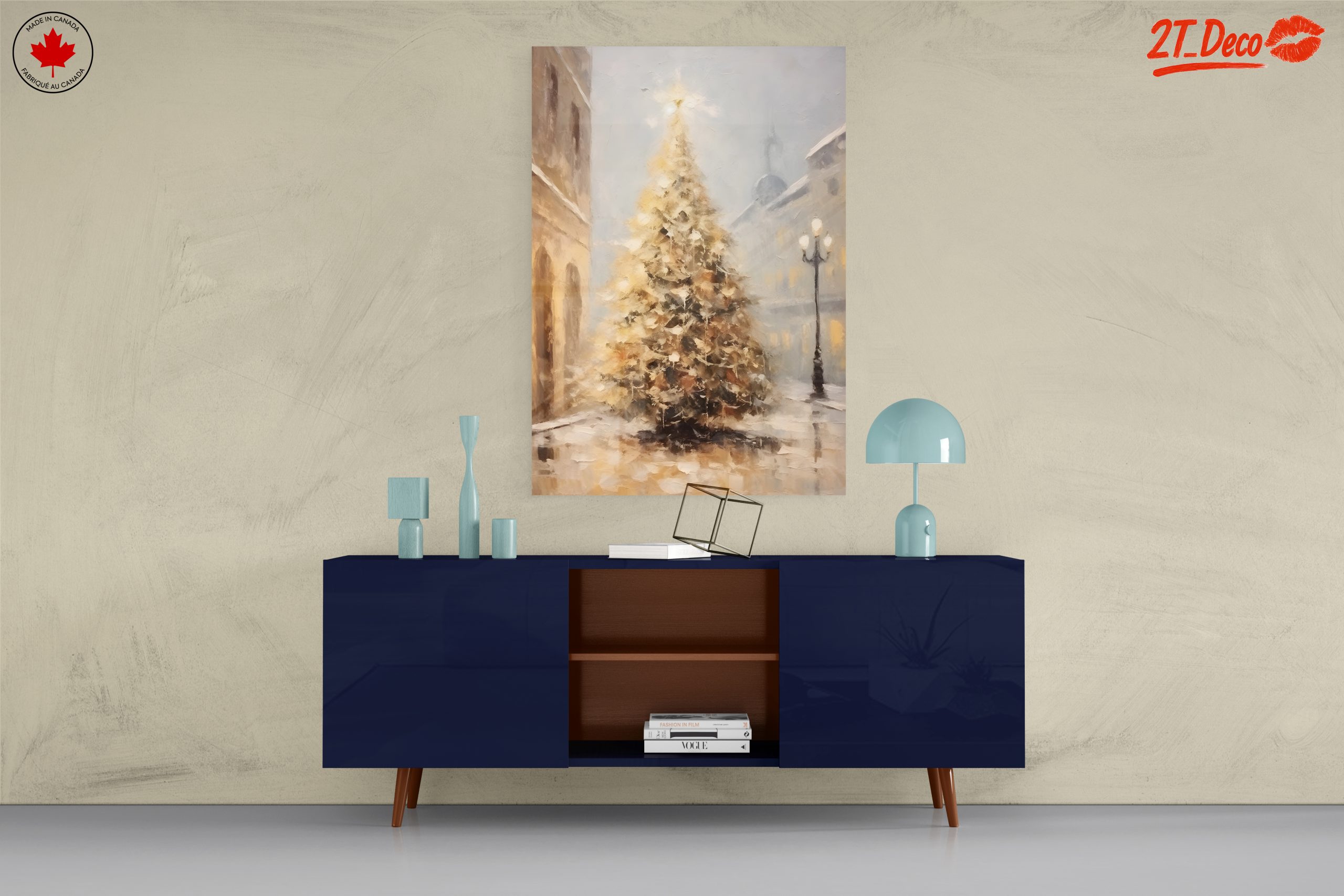 Illuminated Christmas Tree in Snowy Scene - Image 8