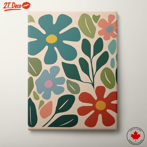 Abstract Botanical Art with Colorful Flowers