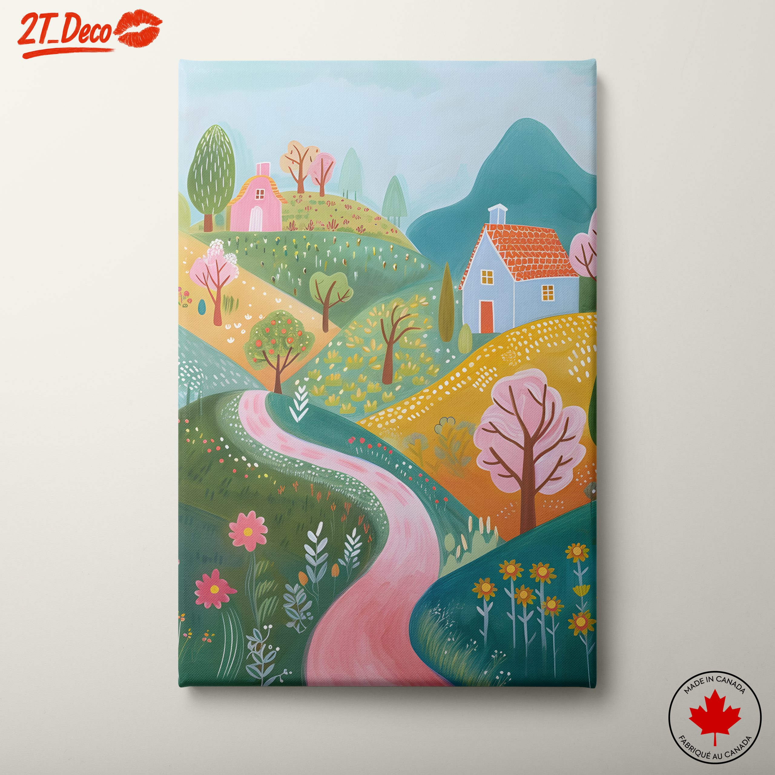 Whimsical Landscape with Colorful Homes