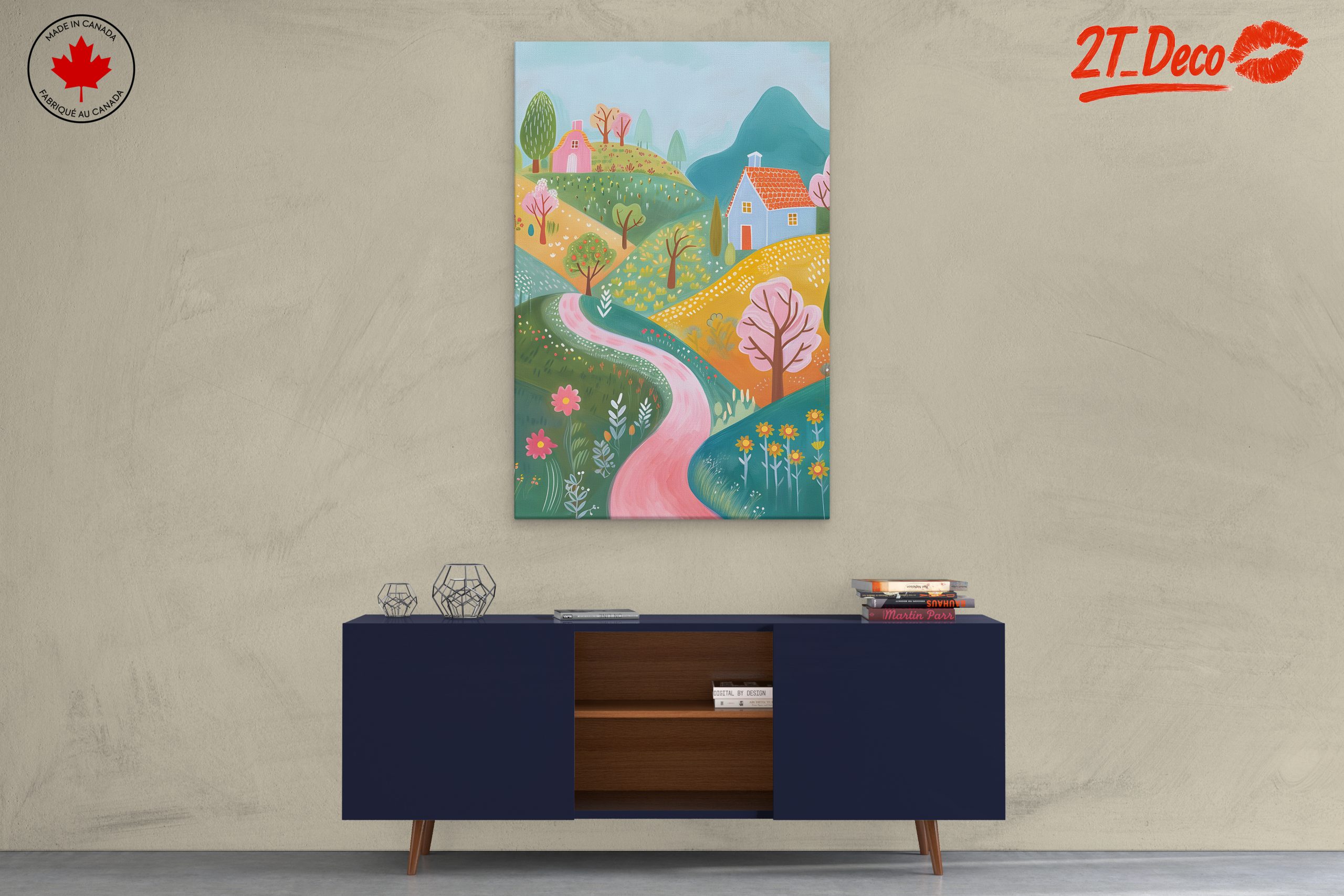 Whimsical Landscape with Colorful Homes - Image 3