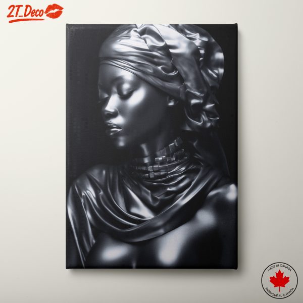 Elegant Afro Art Portrait in Metallic Style