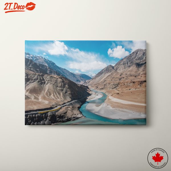 Mountain River Landscape Under Blue Sky