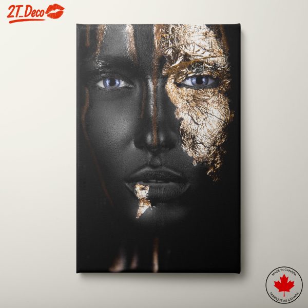 Stunning Afro Art Portrait with Gold Accents