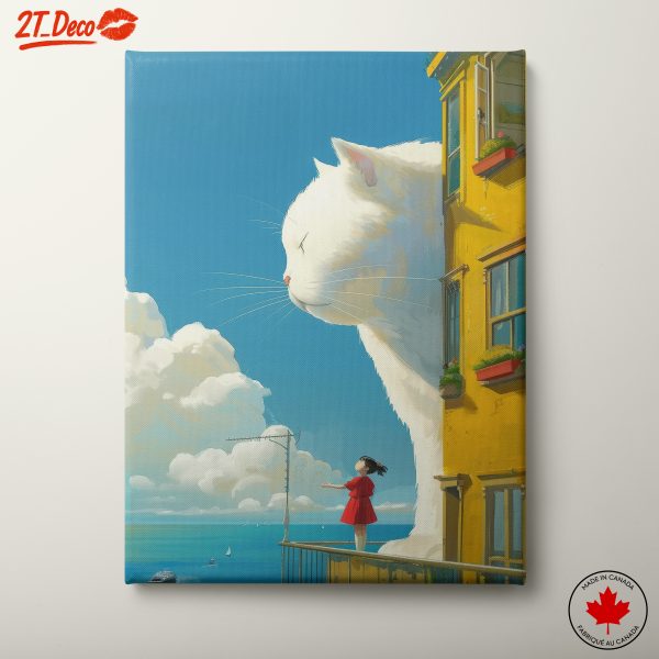 Whimsical Girl and Cat Artwork