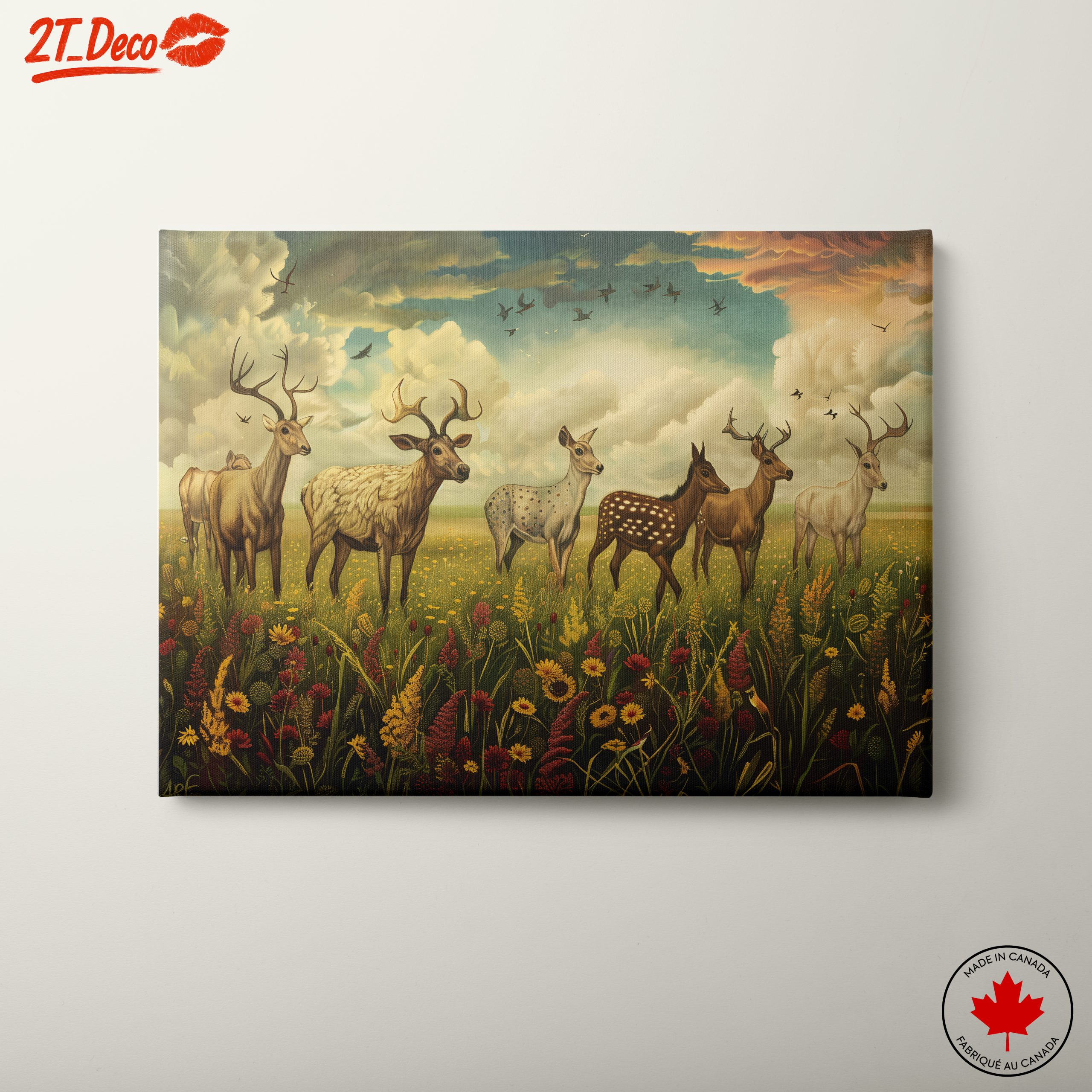 Artistic Representation of Deer in Nature