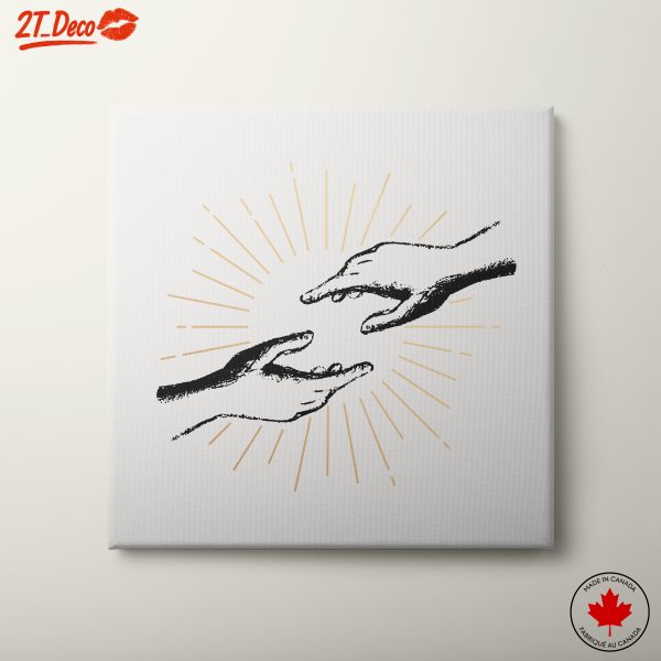 Hands Connection Artwork with Radiating Lines